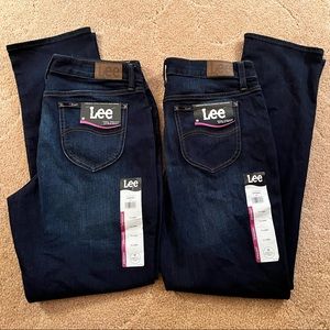 2 NWT Pair Womens Lee Jeans 12 Long